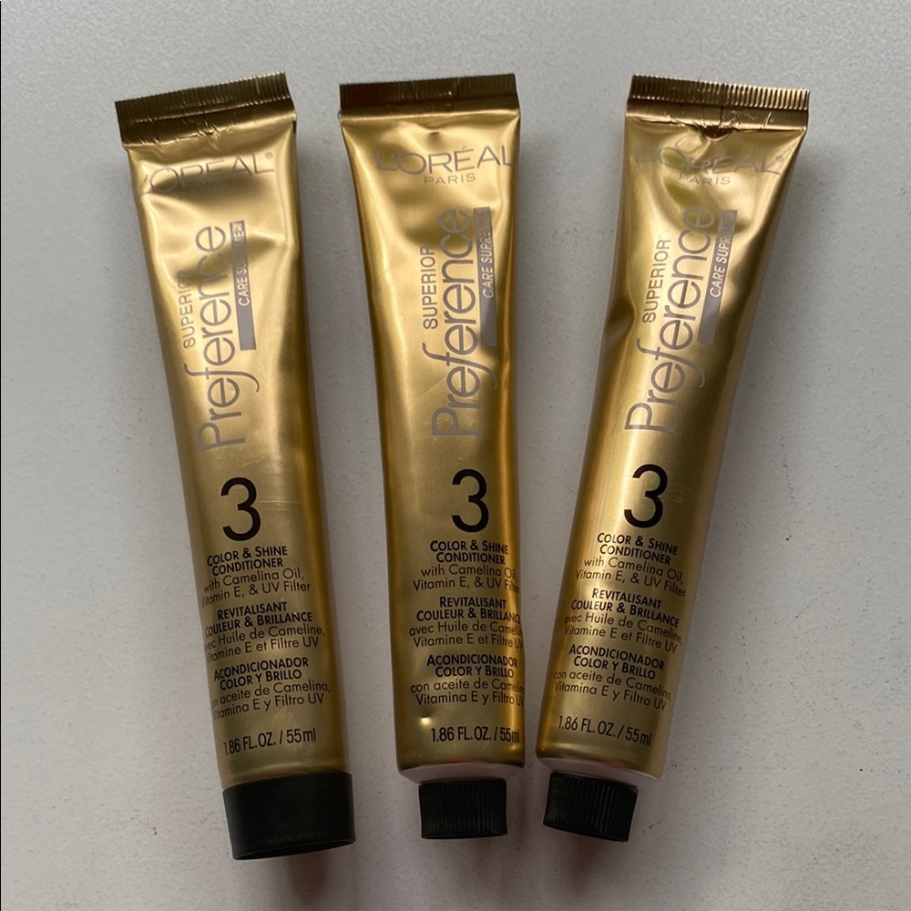 3x Set L'Oreal Paris Superior Preference Step 3 Color & Shine Conditioner Tubes